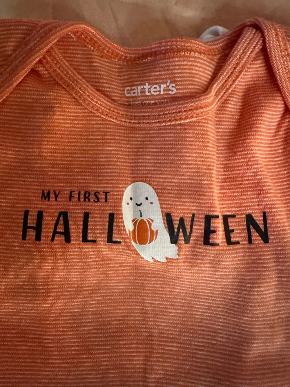 Carter's NWOT Orange & White Halloween Pumpkin Baby One-Piece Set | 9m #Unisex